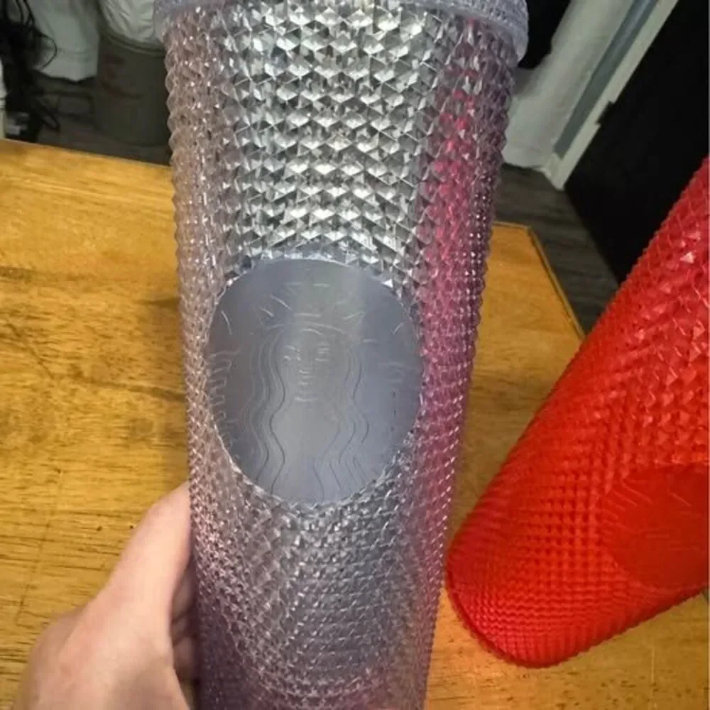 Starbucks Studded Cold Cup Tumbler red and clear/silver -Set of 2
